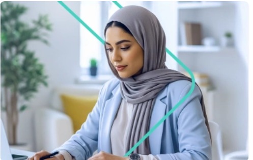 An accountant working on a laptop