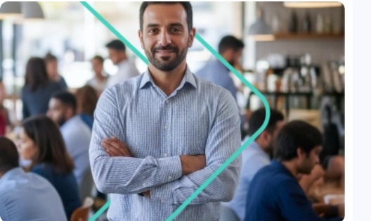 A business owner standing in his cafe