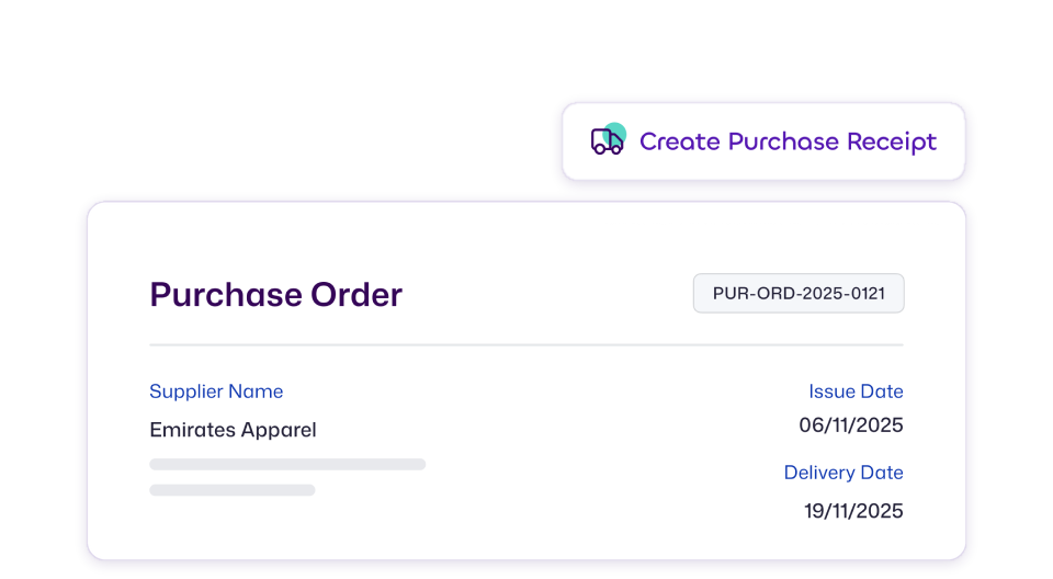 Purchase order to receipt workflow