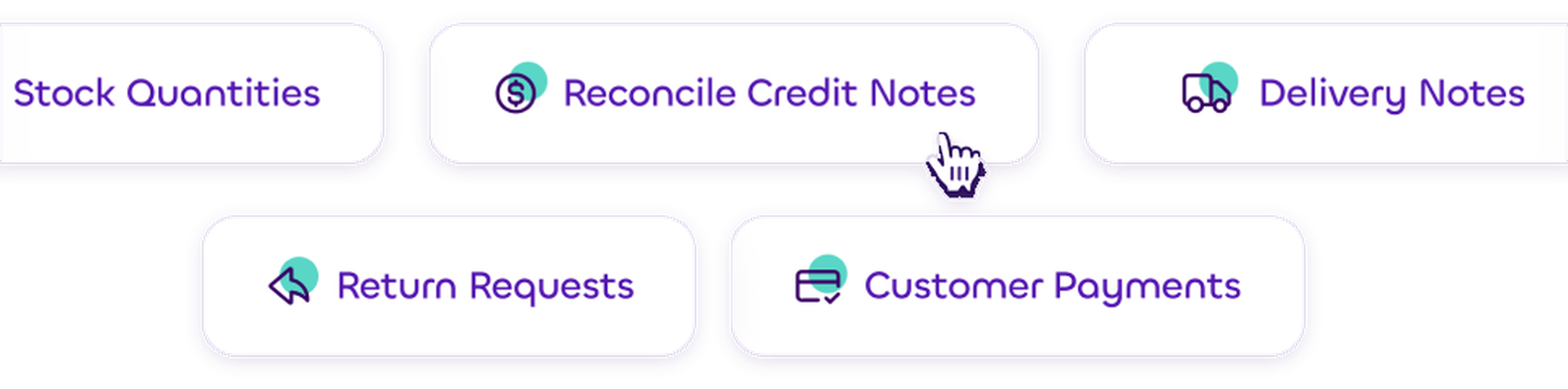 Linked actions for credit notes, delivery notes, returns and customer payments