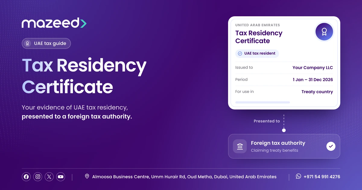 UAE Tax Residency Certificate presented to a foreign tax authority to claim double taxation treaty benefits