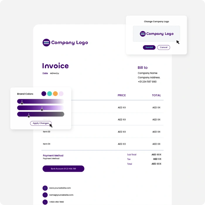 Customising an invoice in mazeed