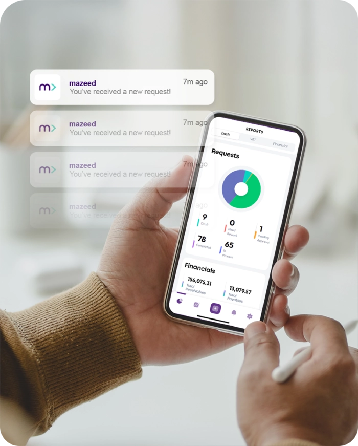 mazeed mobile accounting app screens