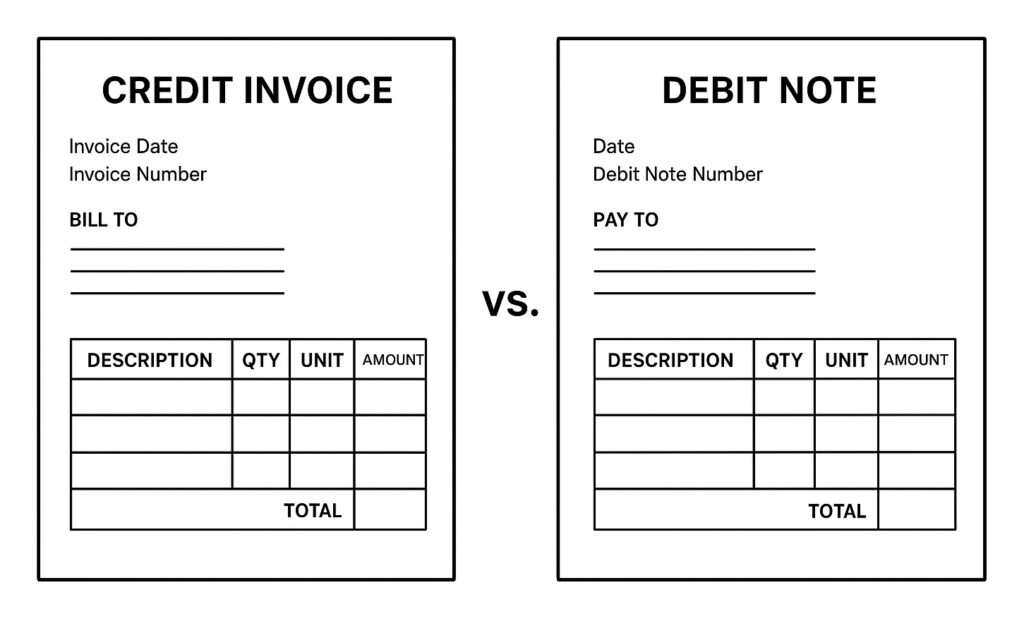 Credit Invoice Format vs. Debit Note